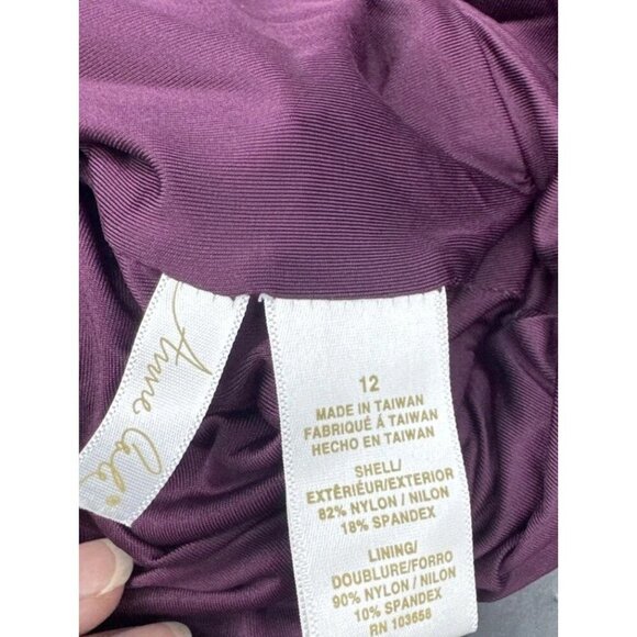 Anne Cole Women’s Purple Floral Merlot Plunge Ruched One Piece Swimsuit Sz 12 - Picture 10 of 11